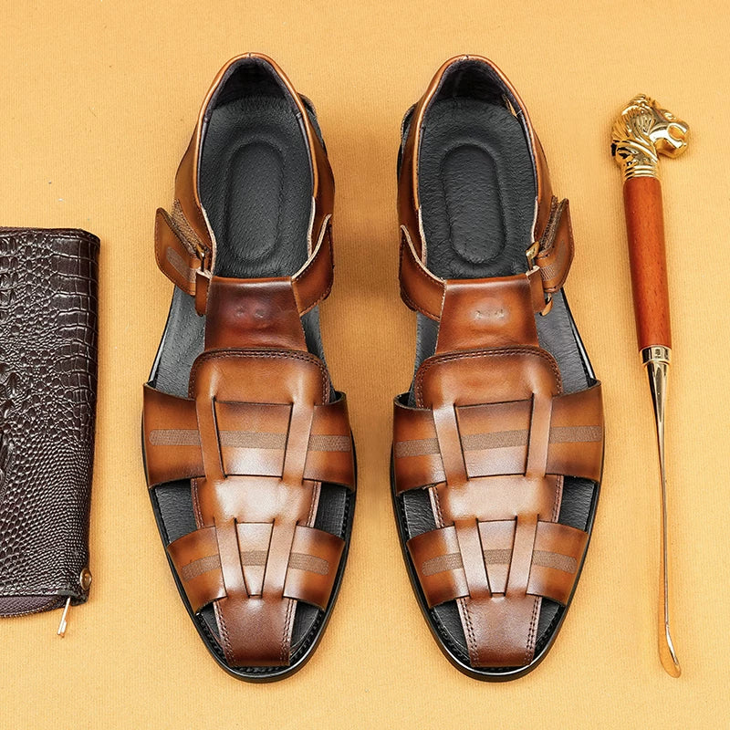 Men's Genuine Leather Sandals, Breathable
