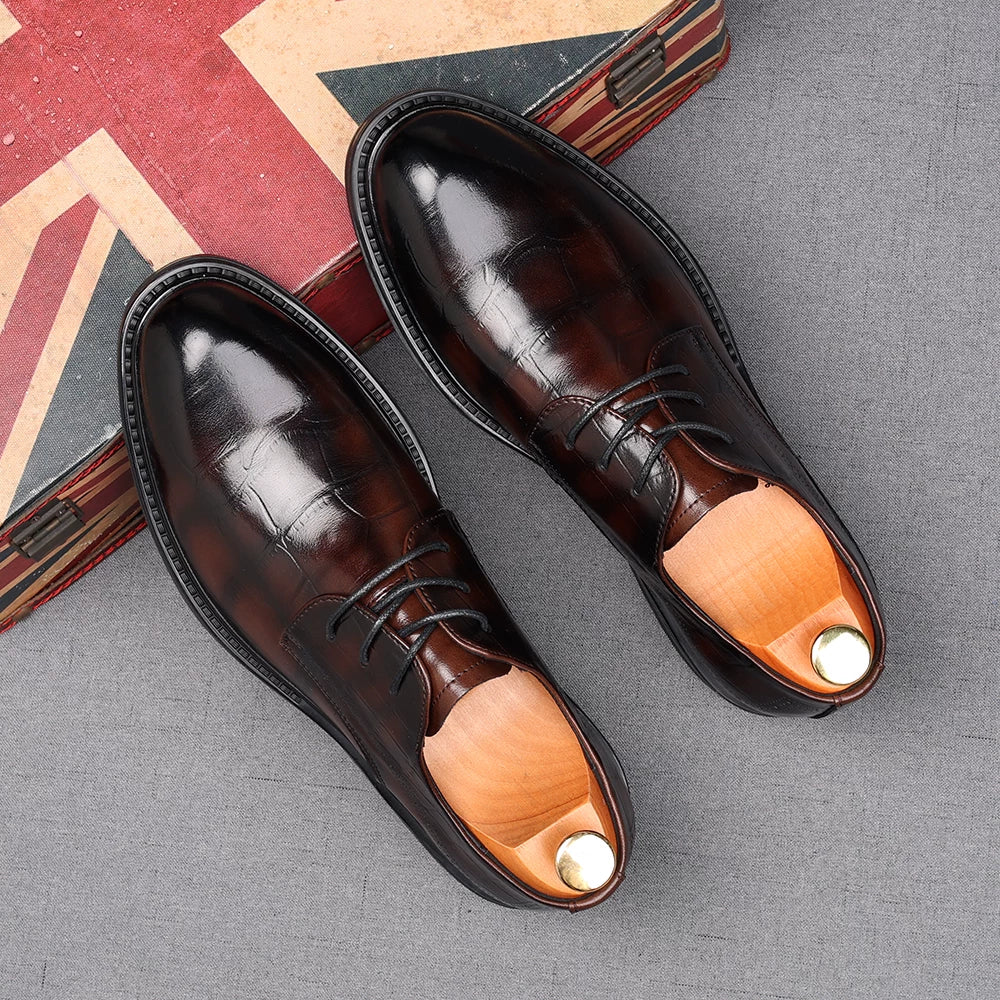 Men's Genuine Leather Derby Shoes, Height Increasing, Business