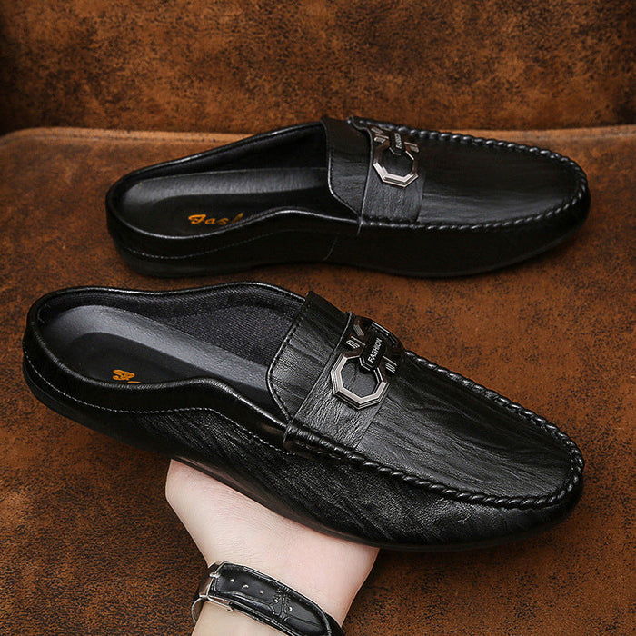 025 new bean shoes men's shoes breathable half-drag lazy shoes in spring Korean casual shoes with a pedal tide brand shoes