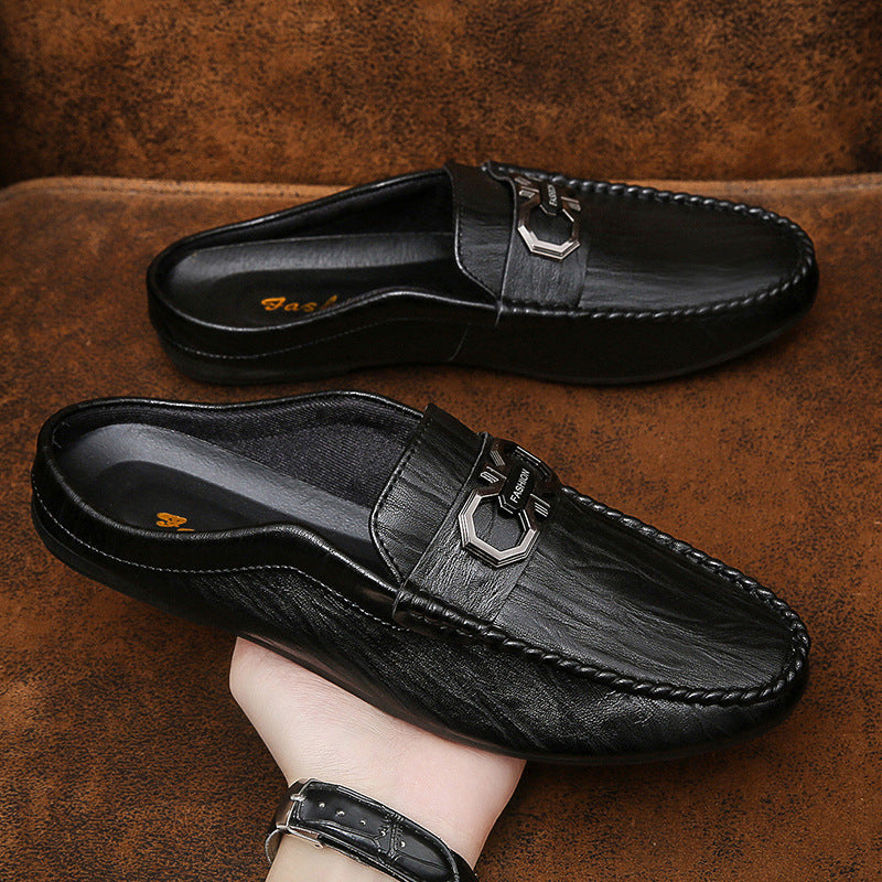 022 new bean shoes men's shoes breathable half-drag lazy shoes in spring Korean casual shoes with a pedal tide brand shoes