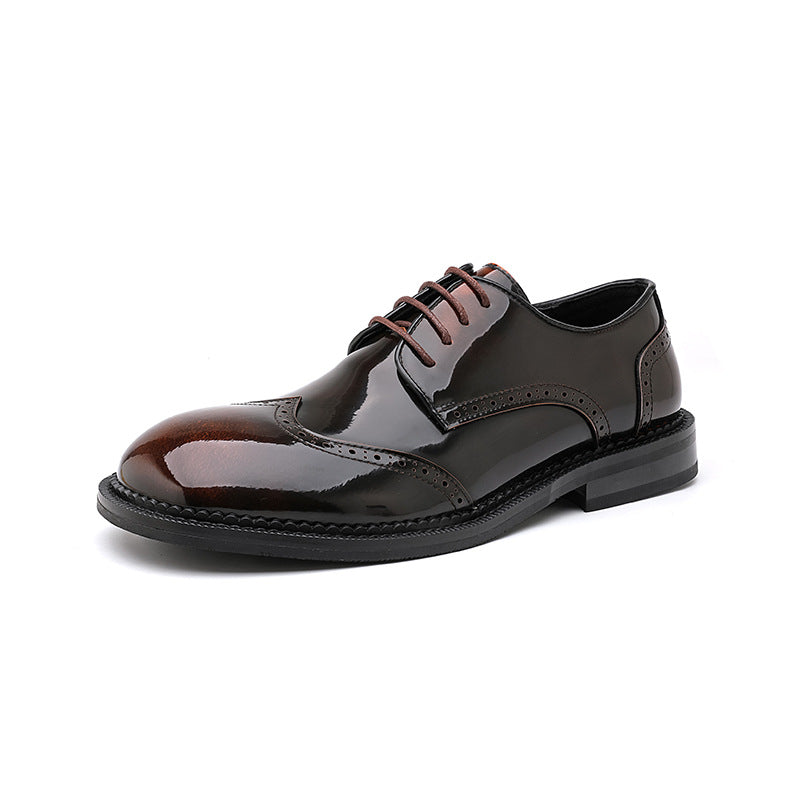 new men's formal leather shoes - square toe business dress shoes, casual versatile leather shoe