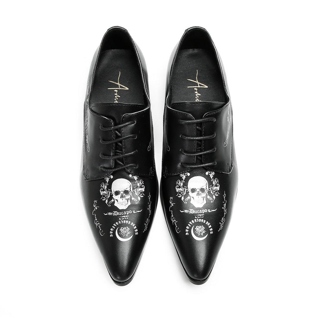 2024 new business casual men's leather shoes foreign trade personality trendy shoes printing street style Internet celebrity men's shoes large size shoes