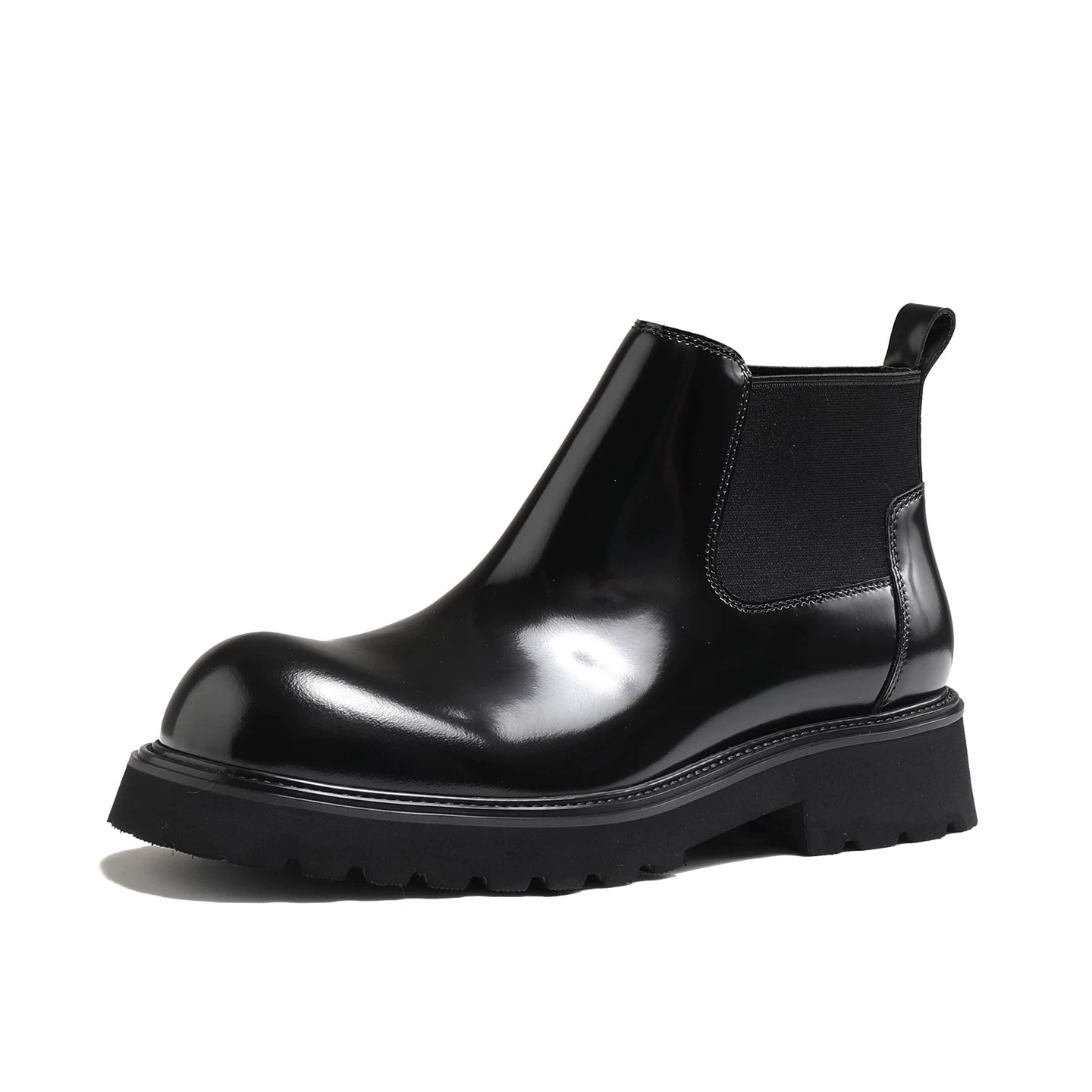 Men's Genuine Leather Chelsea Boots, Thick Sole, Glossy