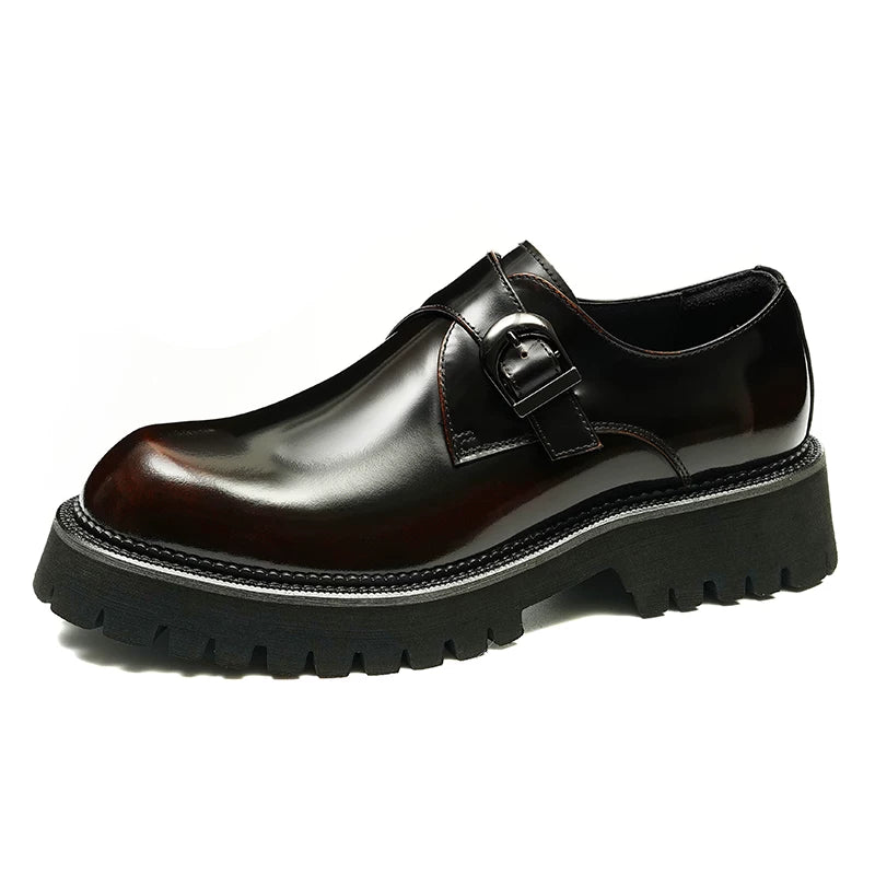 Men's Genuine Leather Leather Shoes, Height Increasing, Thick Sole