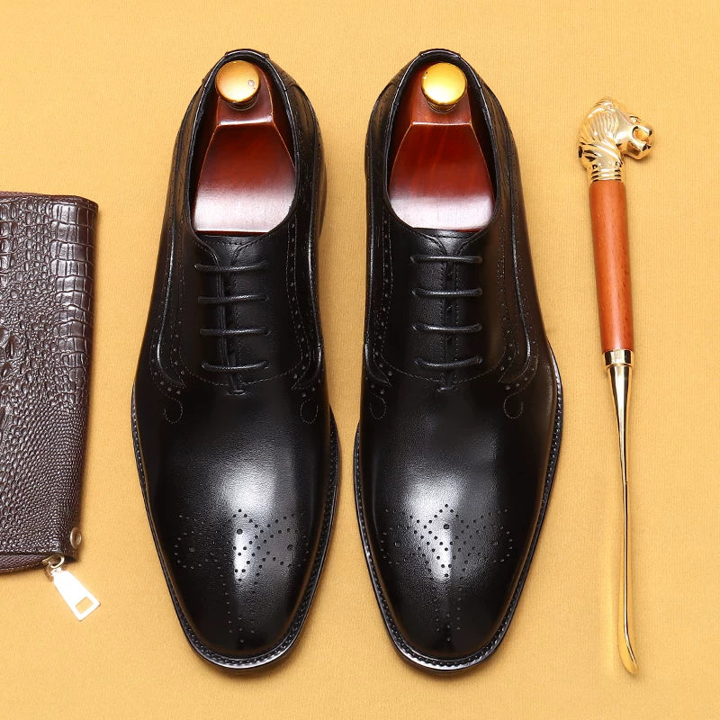 Men's Leather Shoes, Pointed Toe, British Style