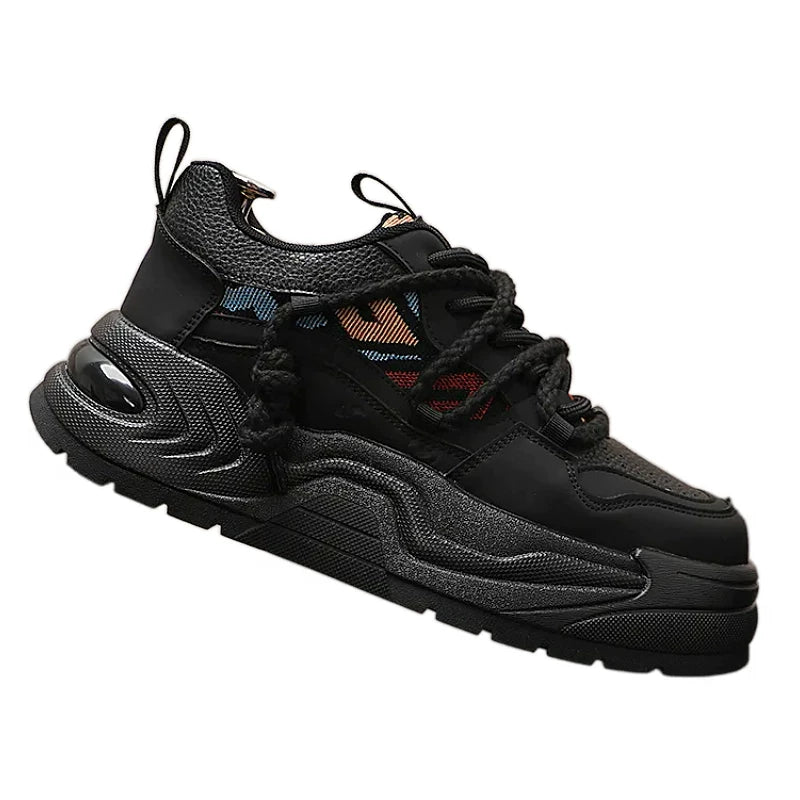 Men's Autumn New Platform Lace-Up Low-Top Color-Block Athletic Skate Shoes