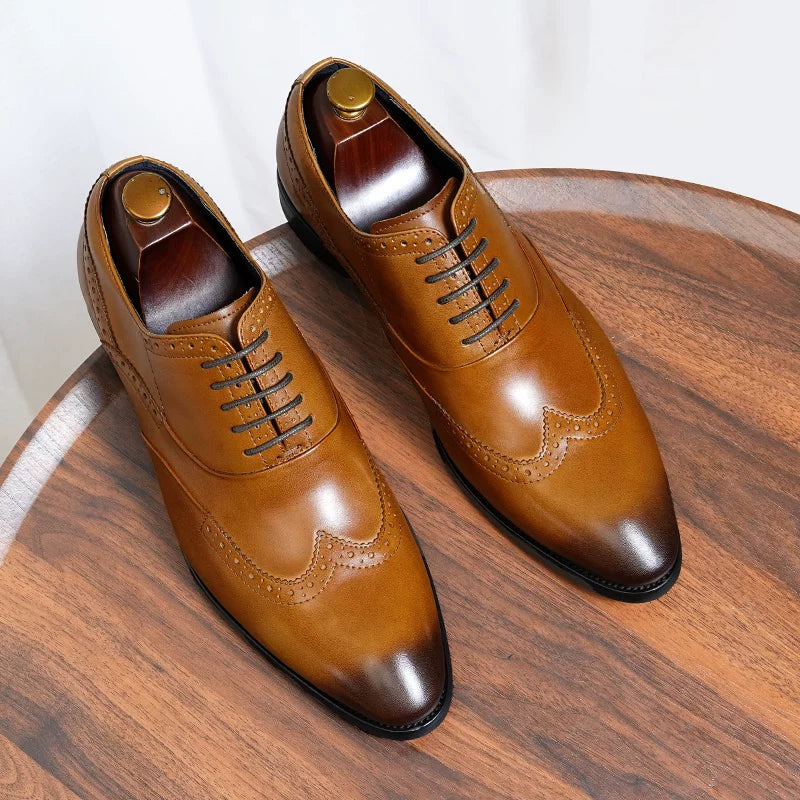 Men's Genuine Leather Oxford Shoes, Handmade, Pointed Toe