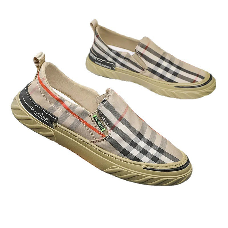 Men's Gray Canvas Driving Shoes, Breathable
