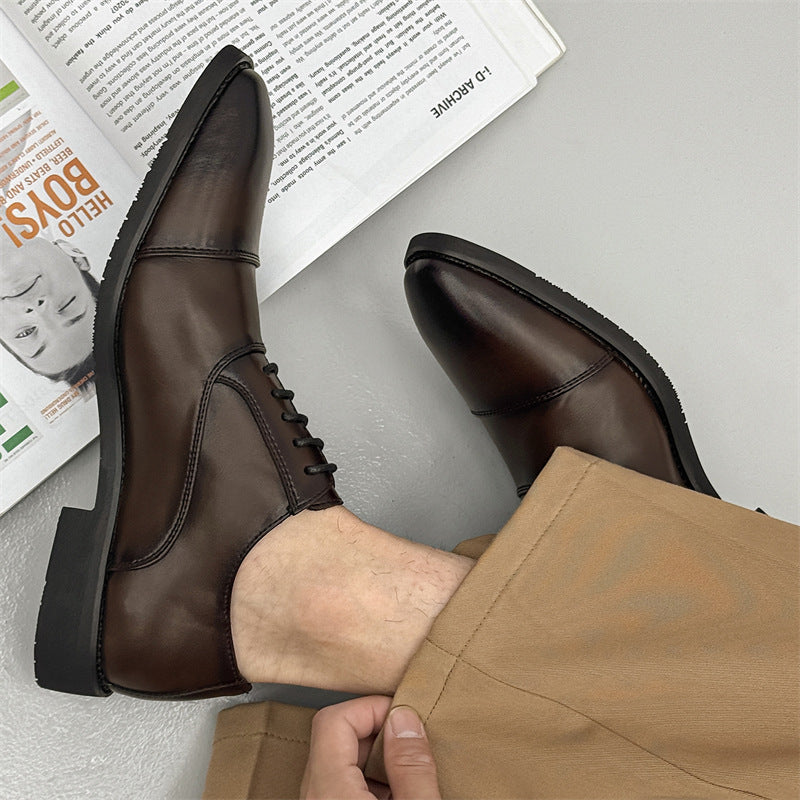Three-joint men's leather shoes business casual formal men's shoes british suit shoes men's groom we