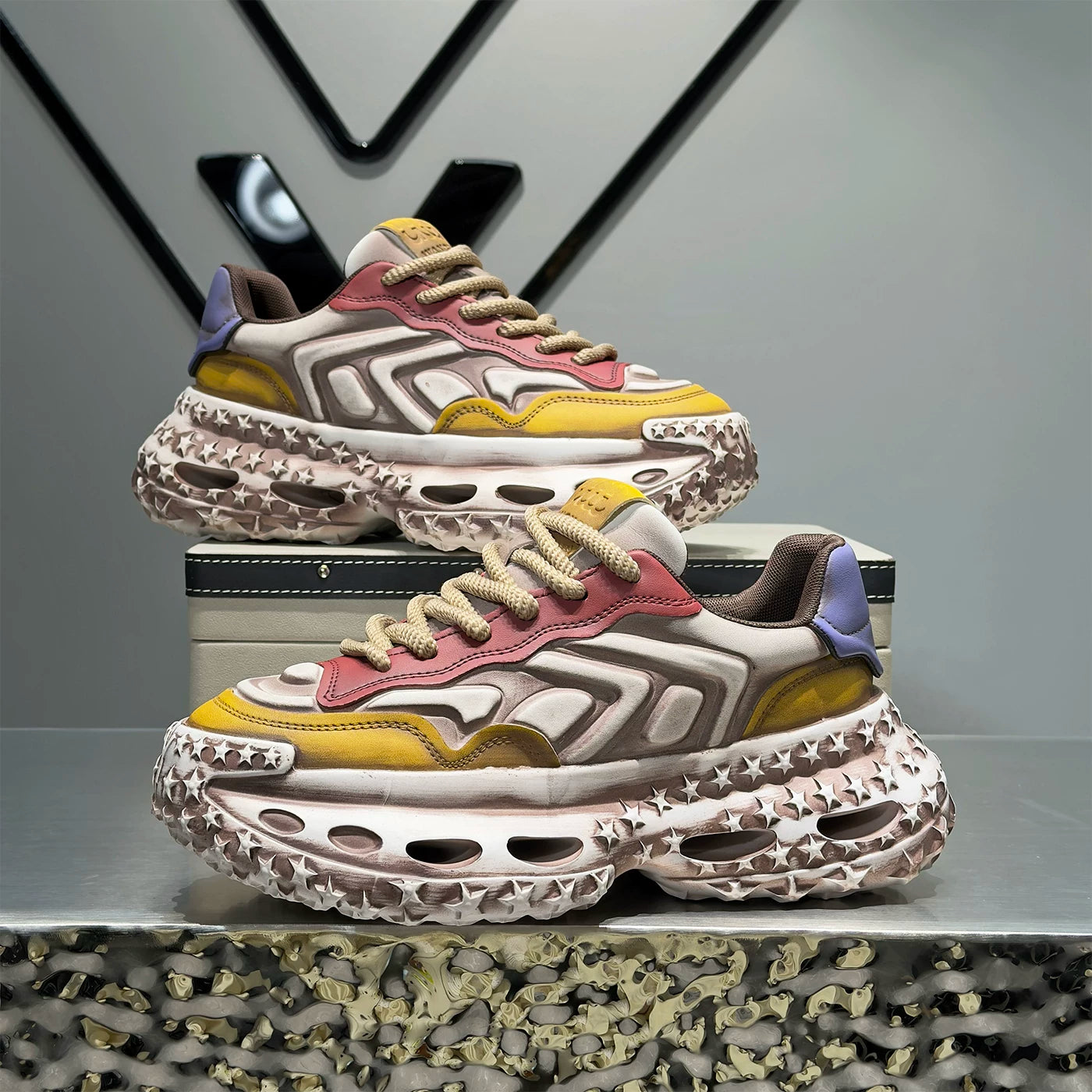 Men's Height-Increasing Platform Trendy Chunky Dad Sneakers