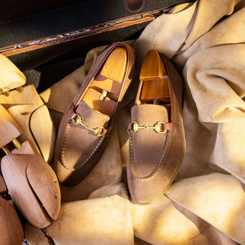 Men's Genuine Leather Loafers, Suede, Slip-On