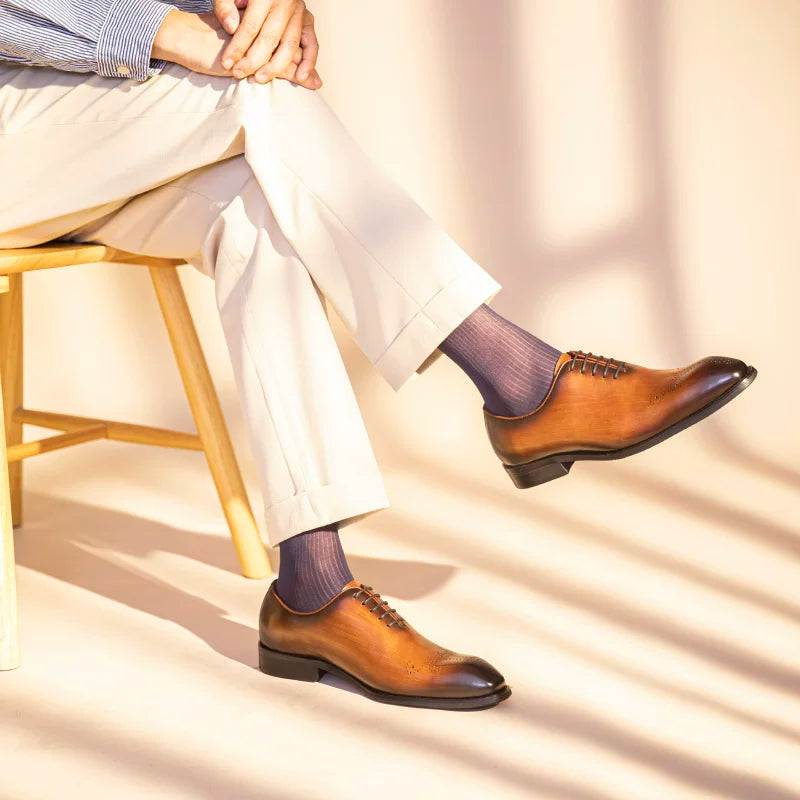 Men's Brown Genuine Leather Leather Shoes, British Style, Business
