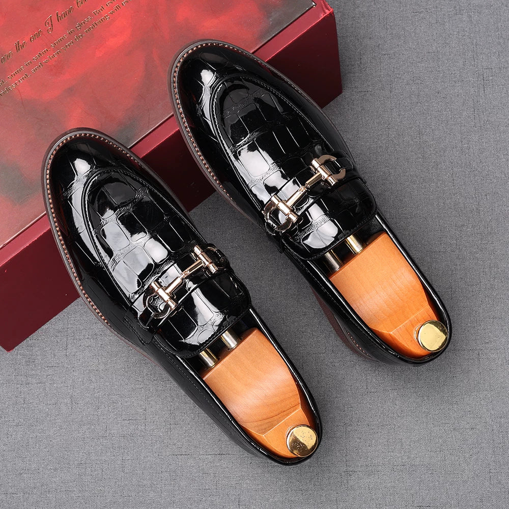 Men's Patent Leather Loafers, Height Increasing, Glossy