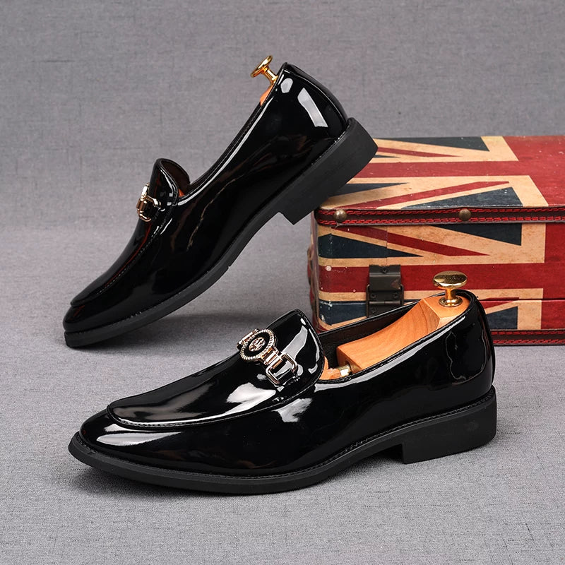 Men's Patent Leather Loafers, Height Increasing, Slip-On