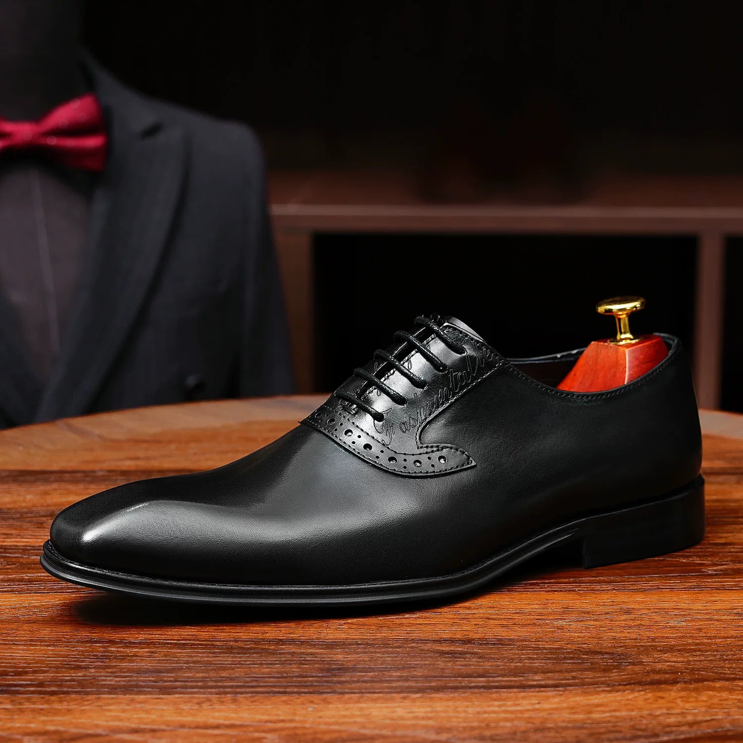 Men's Genuine Leather Oxford Shoes, Pointed Toe, Business