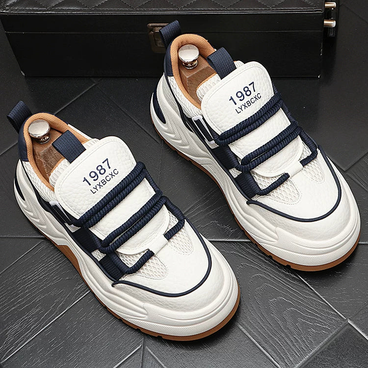 Men's New Height-Increasing Platform Lace-Up Korean Style Color-Block Dad Shoes
