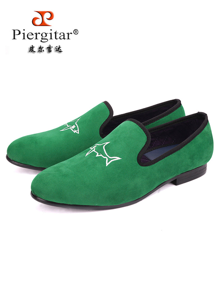 Autumn and winter new men's imported velvet embroidered British fashion party formal slip-on loafers