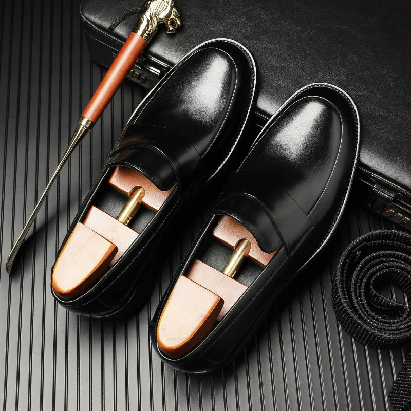 Men's Genuine Leather Loafers, Thick Sole, Slip-On
