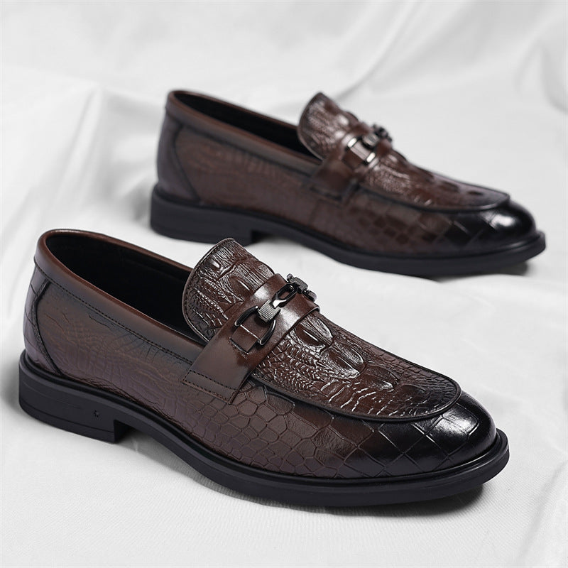 Cross-border 2025 autumn new collection: premium crocodile-embossed, british-style slip-on leather d 6