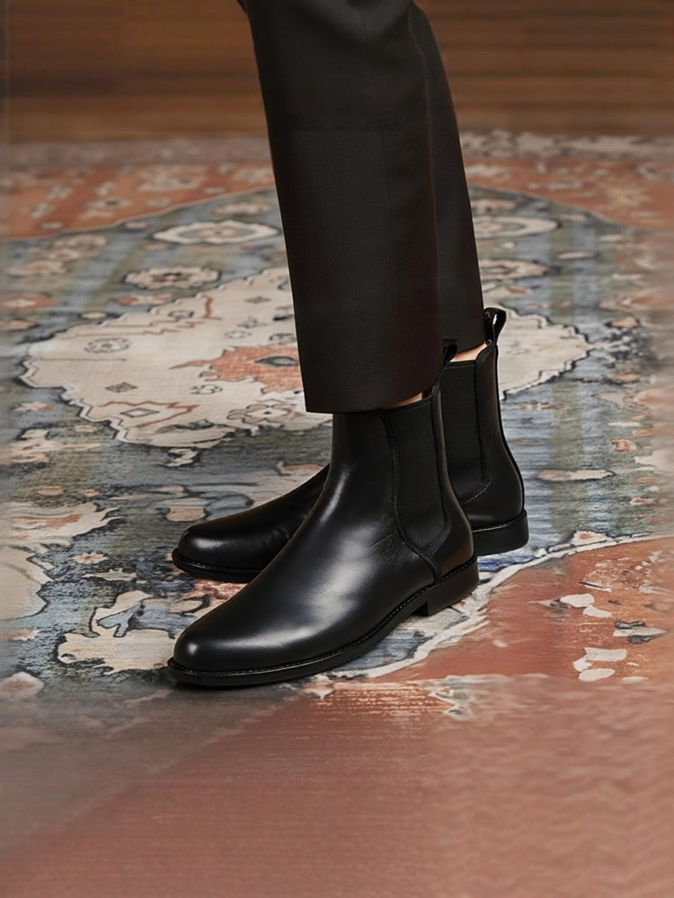 Men's Italian cowhide Chelsea boots, men's shoes, winter short boots, classic handmade casual leather boots, British trendy boots
