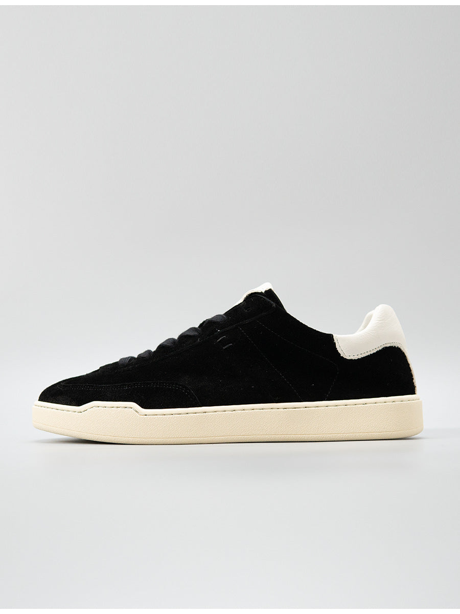 Moxu new arrival shoes black sports casual style sense of design suede cowhide menbest selling genuine leather low-top sneakers
