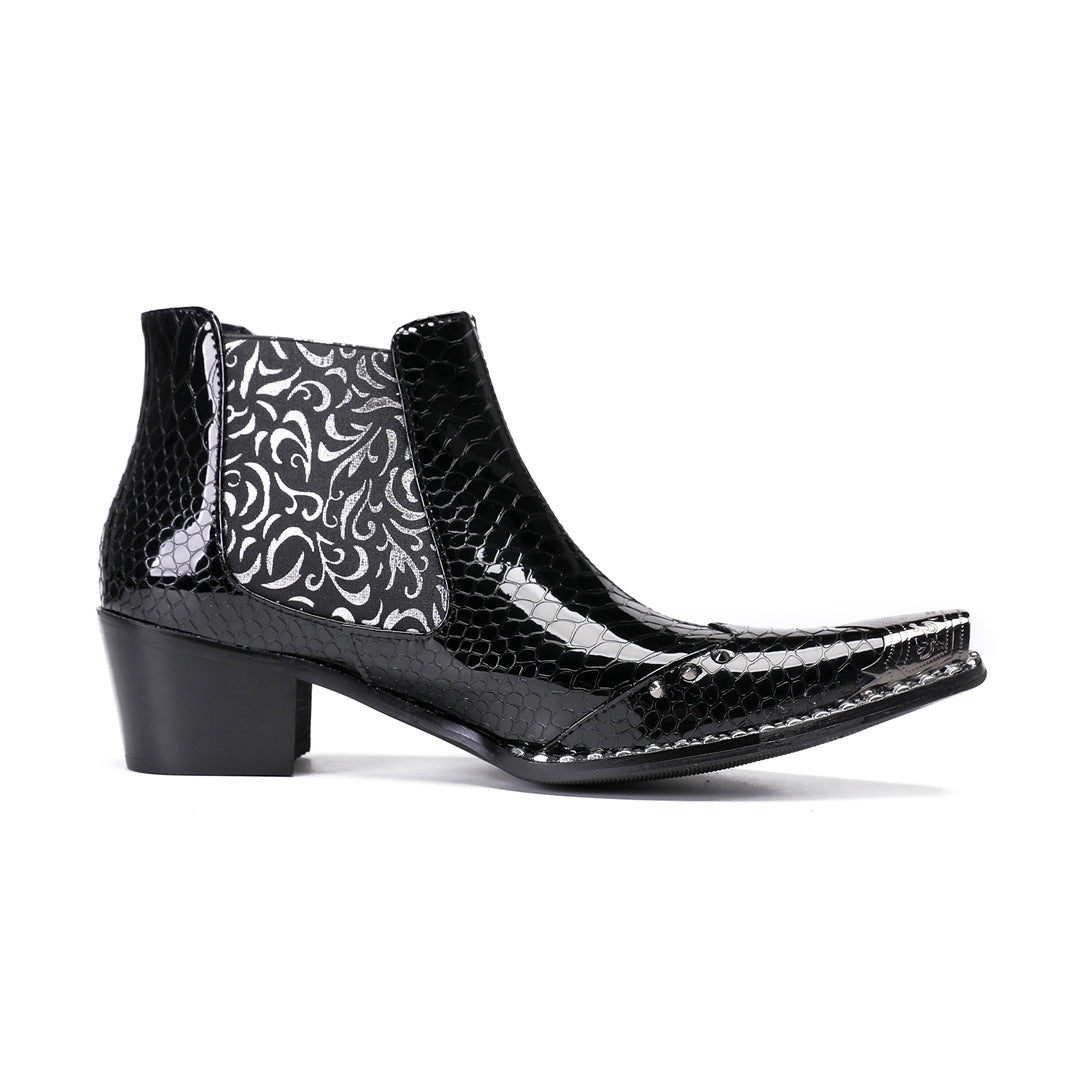 Chelsea boots men's British short boots cowboy boots short boots autumn and winter new leather boots hairstylist Korean version Martin boots men's