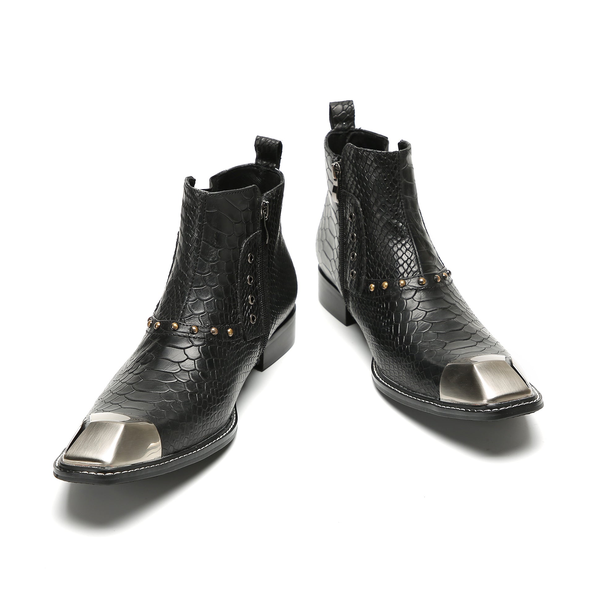 Foreign trade cowhide round-toe Chelsea boots for men, British brogue carved short boots, trendy high-top shoes, commuter fashion leather boots