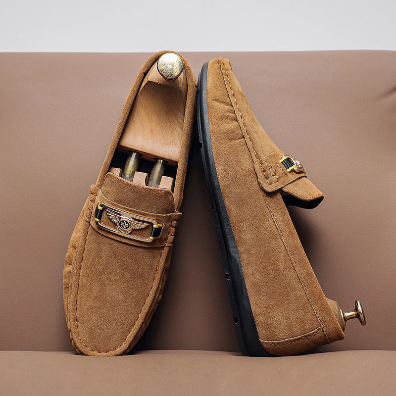Men's loafers: nubuck leather slip-on casual shoes - european style, breathable, and versatile 7
