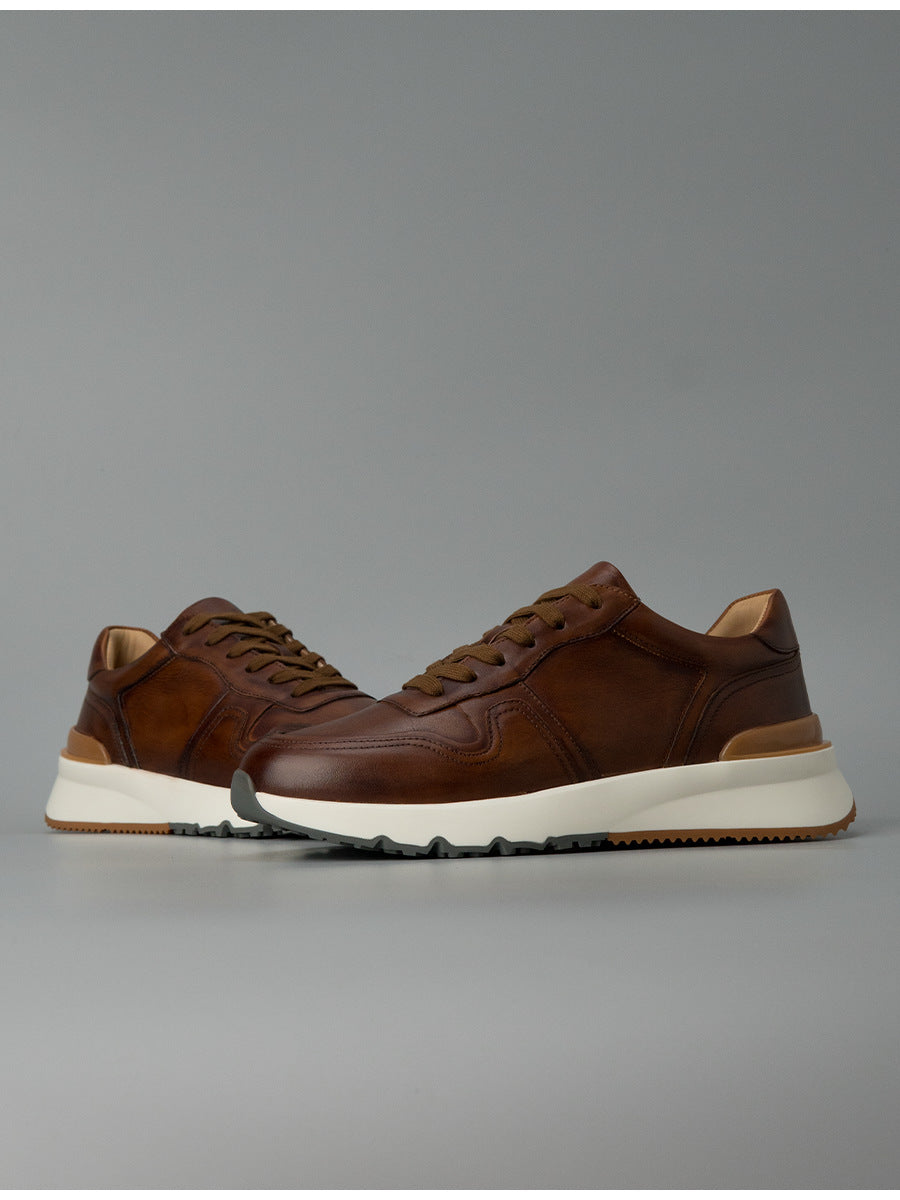 Fashion no. 2 guangzhou thick soleretroclassy handmade shoes genuine leather first layer cowhide argan shoes sports men's trendy shoes