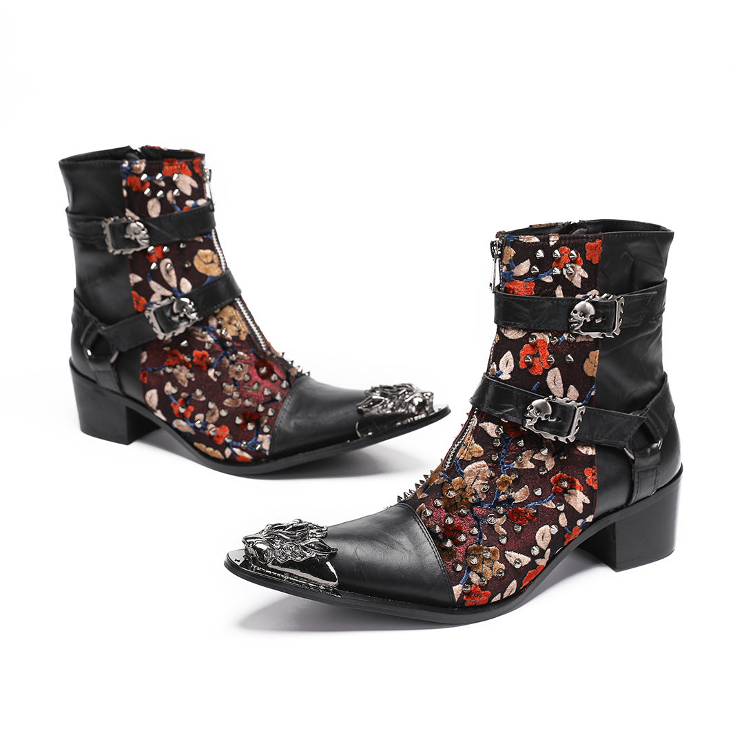 British Martin boots foreign trade single men's zipper tooling boots wear-resistant Brock Chelsea retro trend cowboy boots