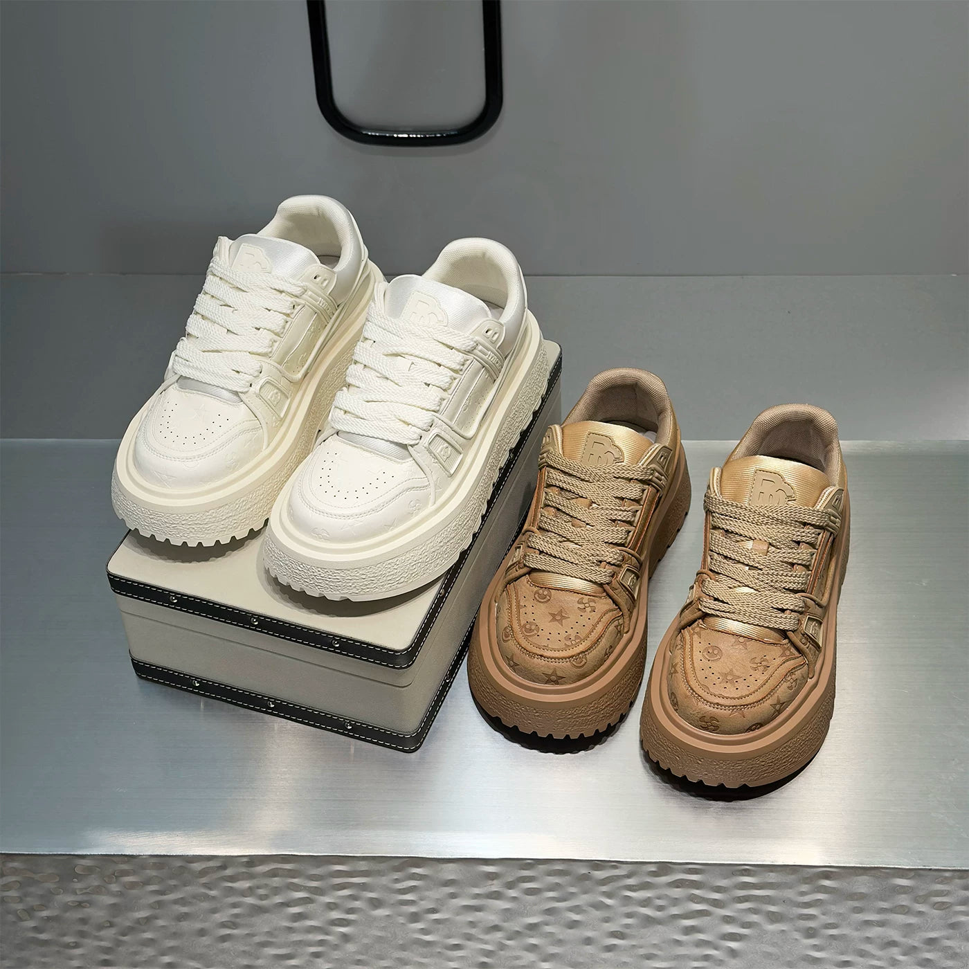 Men's Height-Increasing Platform Plus Size Trendy White Sneakers 2026 Summer New