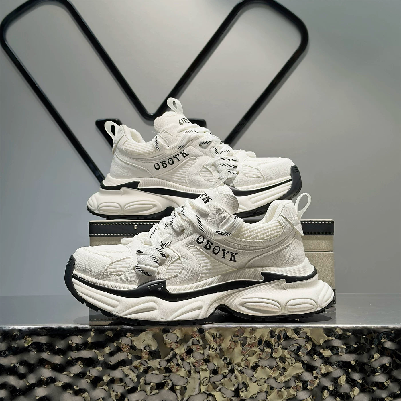 Men's Hidden-Wedge Platform Breathable Mesh Chunky Dad Sneakers 2026 Summer New
