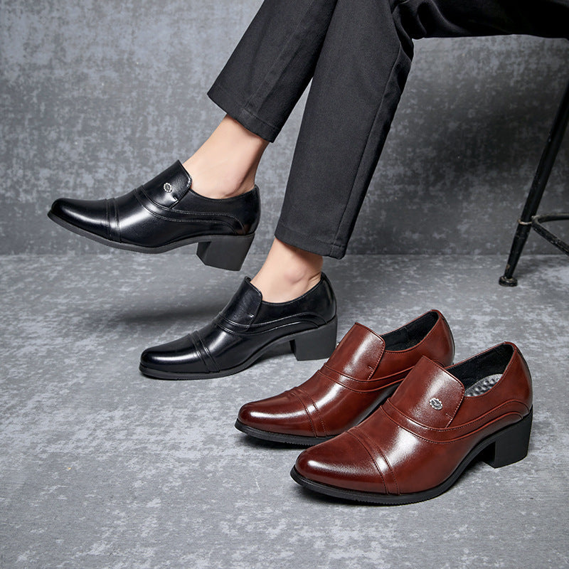 Cross-border men's high-heeled leather shoes men's business formal wear heightening cuban shoes fore 4