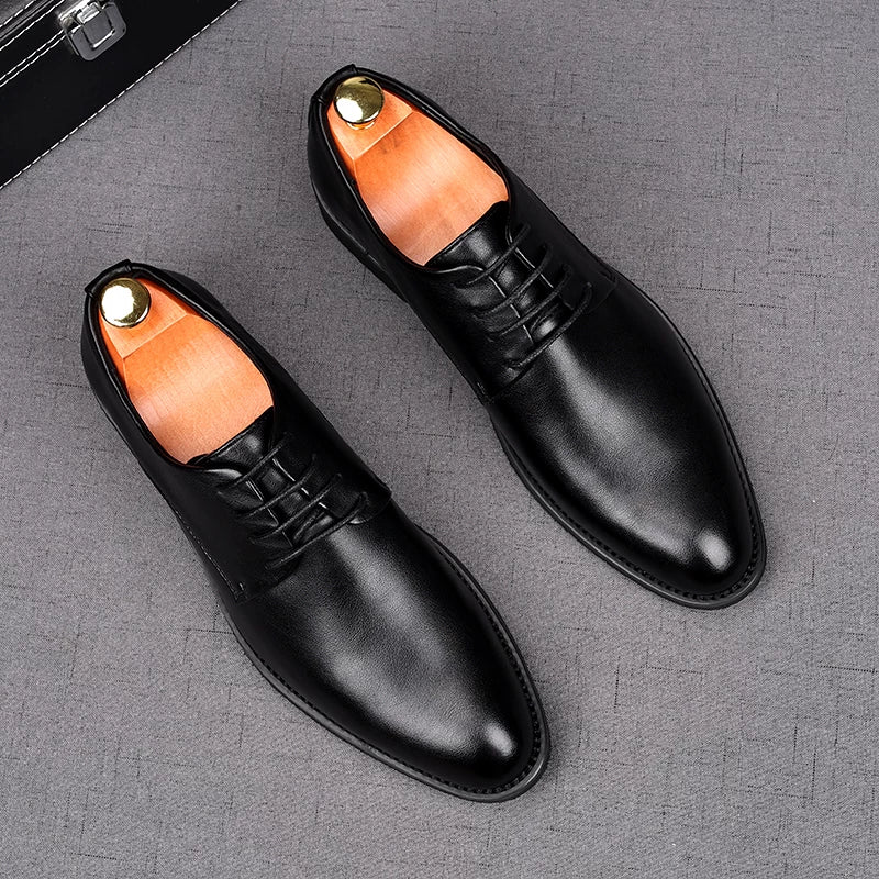 Men's Patent Leather Wedding Shoes, Height Increasing, Pointed Toe