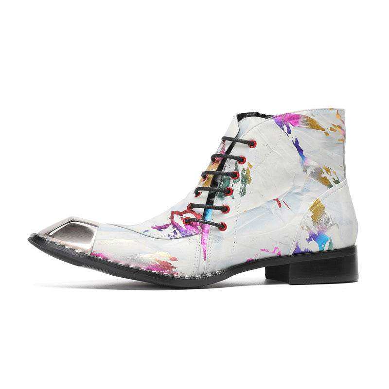 New British style retro old polished handmade shoes cowhide Martin boots trendy boots leather boots soft-soled short boots men's shoes