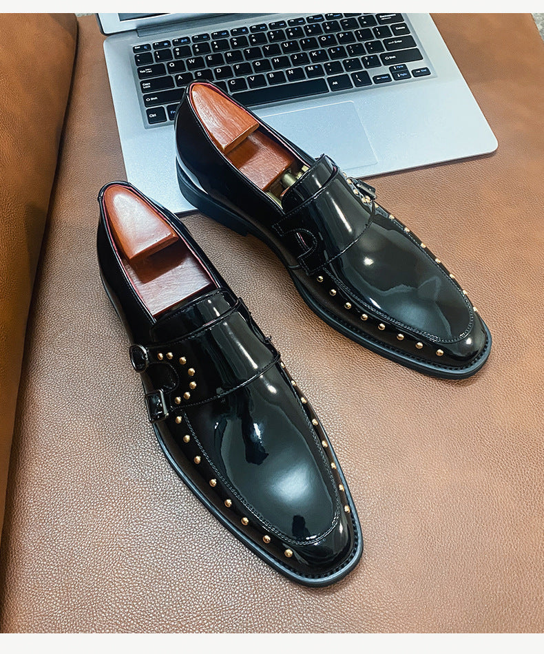 2026 spring men's plus size pointed toe patent leather dress shoes - british casual style hair styli 9