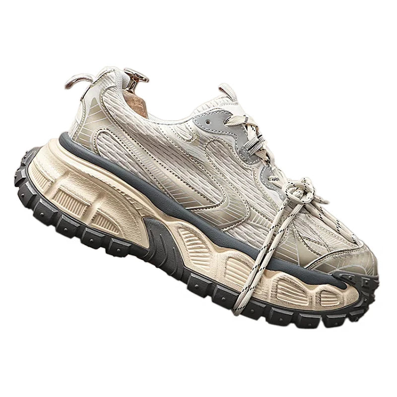 Men's Height-Increasing Mesh Korean Style Retro Distressed Casual Dad Shoes