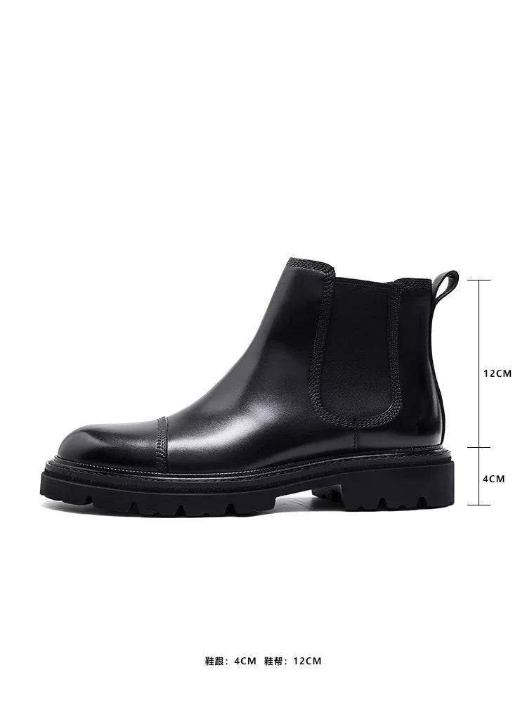 Men's Genuine Leather Martin Boots, Thick Sole, Handmade