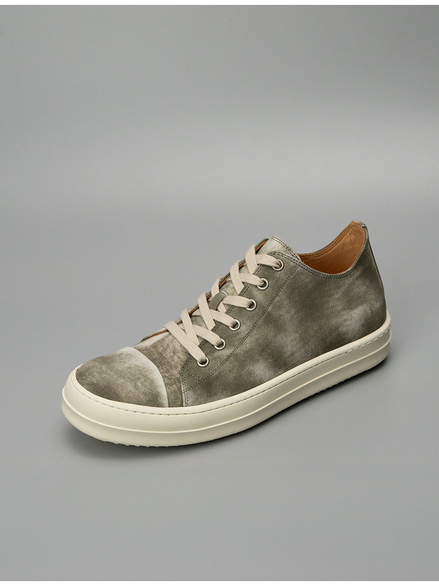 Luochenxing european station retro style trendy versatile genuine leather high-end fashion sneakers athletic casual low-top leather skate shoes