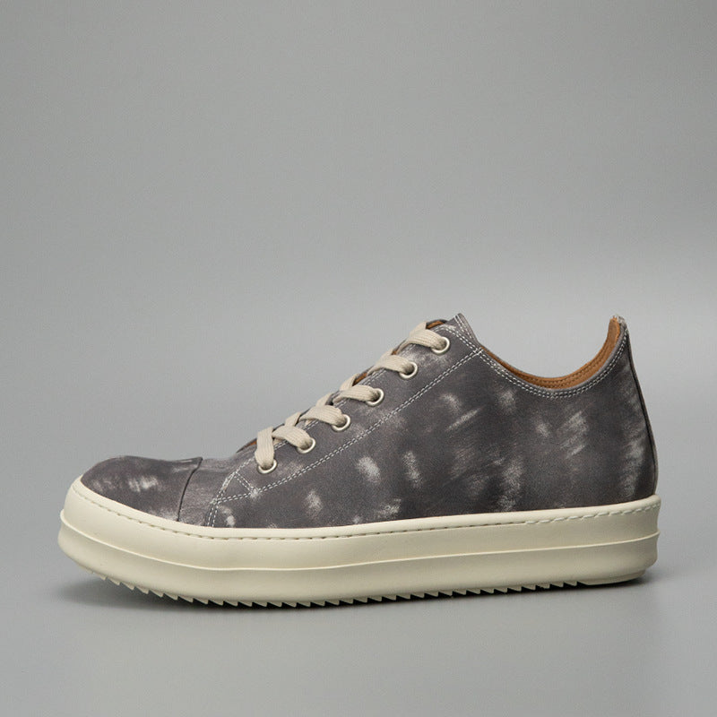 Luochenxing european station retro style trendy versatile genuine leather high-end fashion sneakers athletic casual low-top leather skate shoes