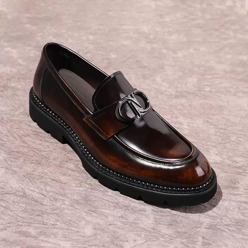 Men's Genuine Leather Loafers, Thick Sole, Breathable