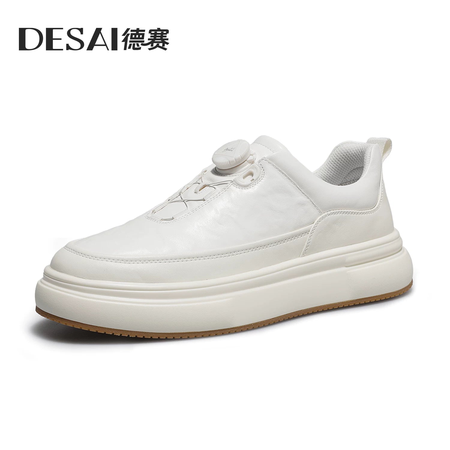 Men's Genuine Leather Casual Shoes, Breathable, Slip-On