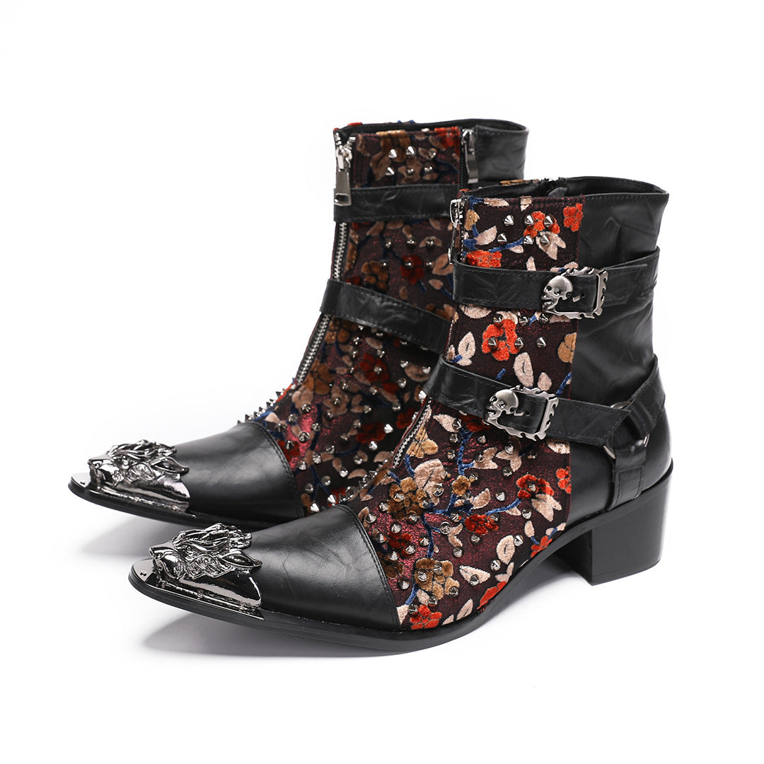 British Martin boots foreign trade single men's zipper tooling boots wear-resistant Brock Chelsea retro trend cowboy boots