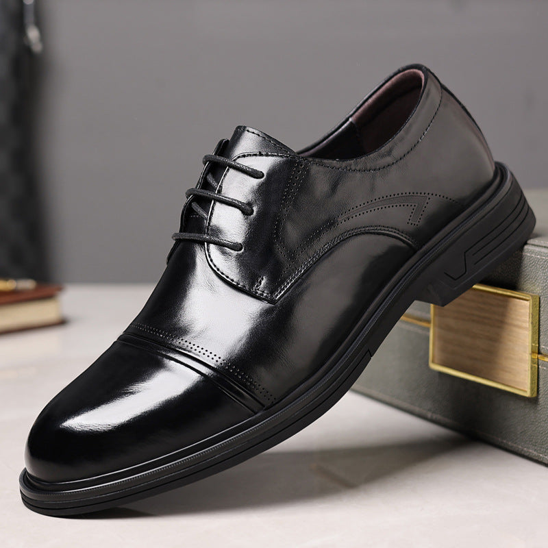 British style wedding groomsmen formal dress shoes - premium derby leather italian business dress shoe