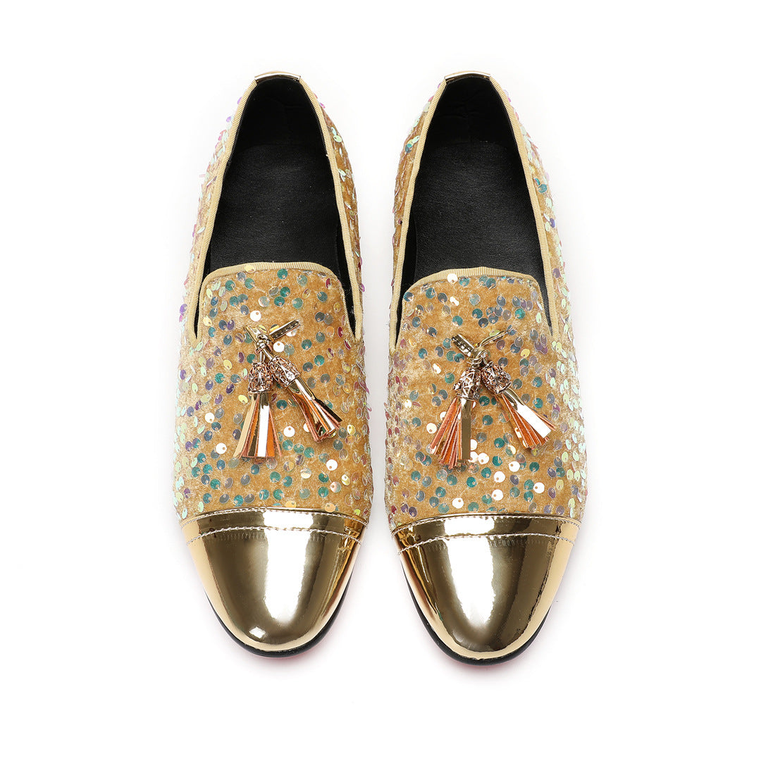 Men's Genuine Leather Loafers – Rhinestone Detail, Breathable