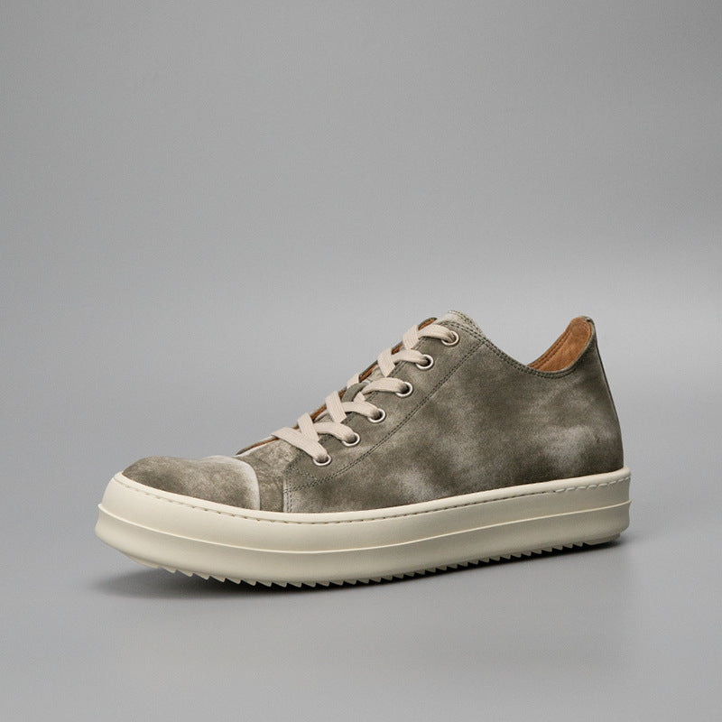 Luochenxing european station retro style trendy versatile genuine leather high-end fashion sneakers athletic casual low-top leather skate shoes