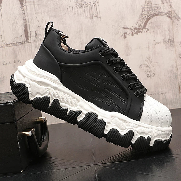 Men's Height-Increasing Lace-Up Low-Top Athletic Casual Trendy Platform Shoes