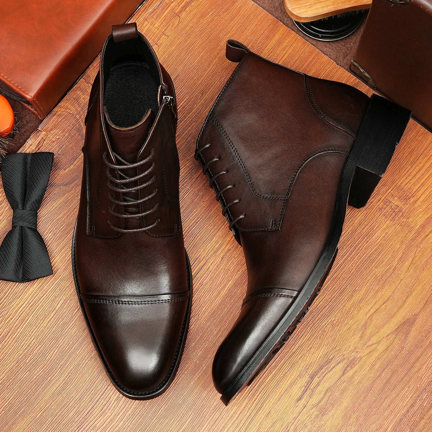 Men's Genuine Leather Martin Boots, Pointed Toe, British Style