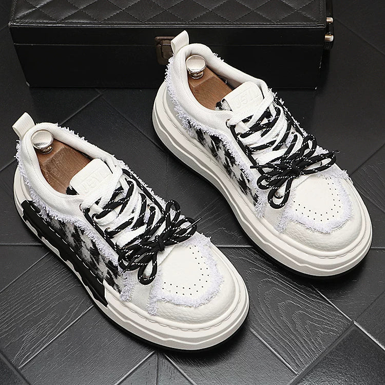 Men's 2026 New Height-Increasing Platform Breathable Lace-Up Low-Top Skate Shoes