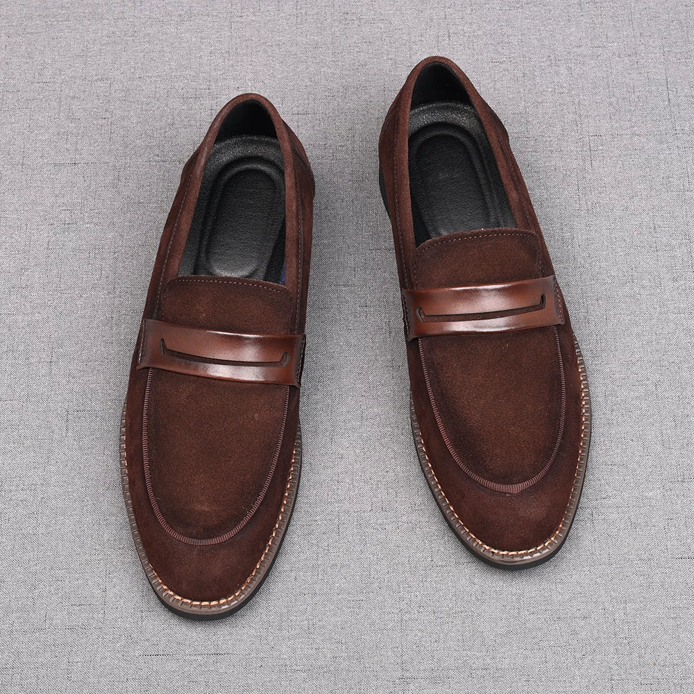 Men's Genuine Leather Loafers, Suede, Pointed Toe